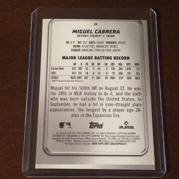 Miguel Cabrera baseball card - Picture 2 of 2